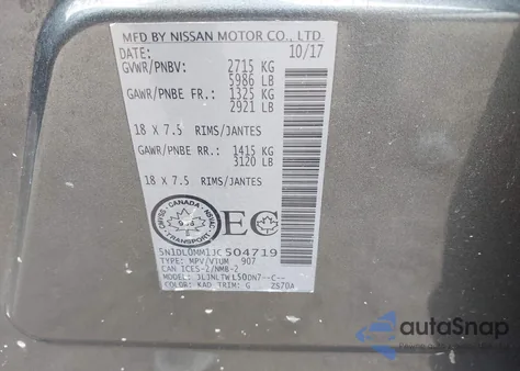 2018 Infiniti Qx60 z USA, uszkodzony, nr VIN 5N1DL0MM1JC504719